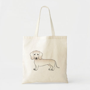 Bolsa Tote Dachshund Adorável Cartoon com Pelagem Lisa Creme