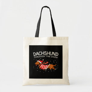 Bolsa Tote Dachshund Através Do Natal Engraçado Da Neve