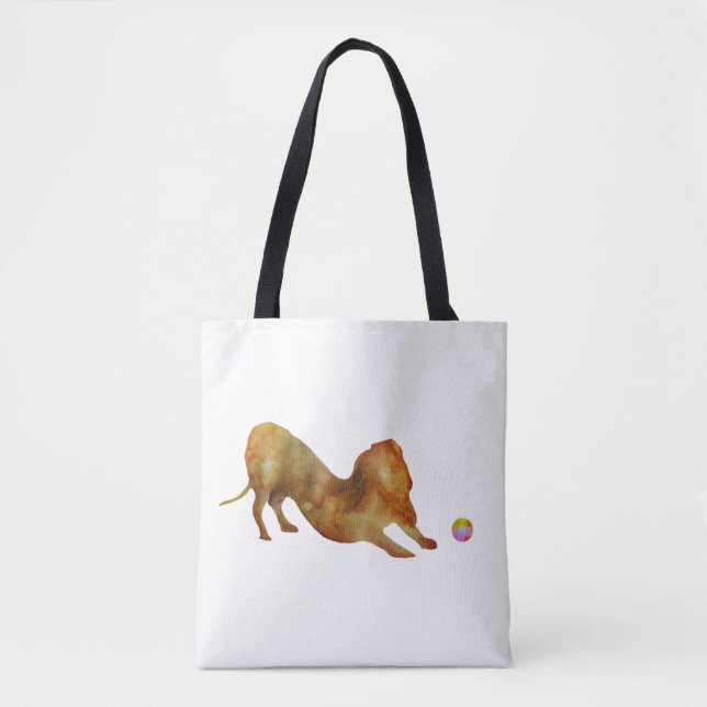 Bolsa Tote Dachshund & Ball Watercolor (Frente)