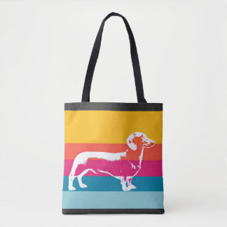 Bolsa Tote Dachshund by colorful stripes