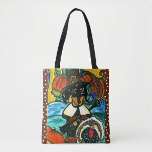 Bolsa Tote Dachshund de Ação de Graças
