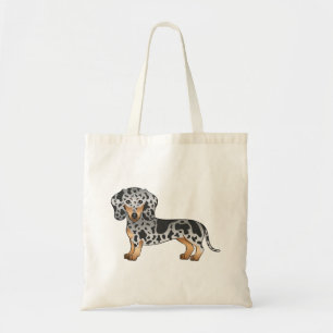 Bolsa Tote Dachshund de Cabelo Curto Dapple Preto e Castanho 