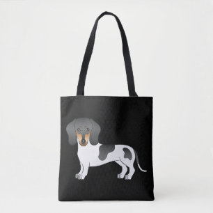 Bolsa Tote Dachshund De Cabelo Curto Preto E Barrado - Preto