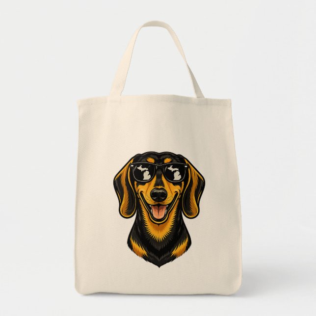 Bolsa Tote Dachshund de Michigan Usando Óculos de Sol (Frente)