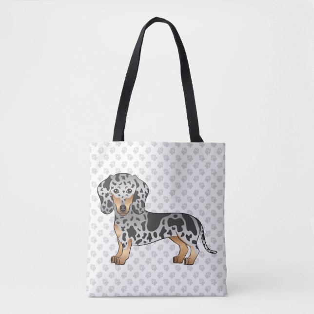 Bolsa Tote Dachshund de pelo curto preto e castanho dapple &  (Frente)