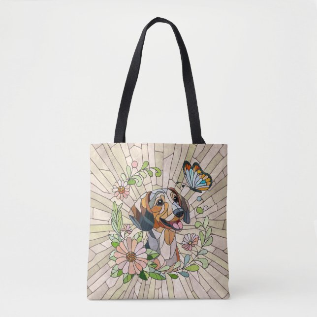 Bolsa Tote Dachshund dog - Doxie - mosaico colorido (Frente)