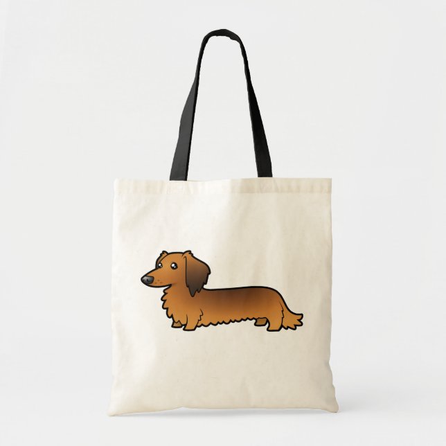 Bolsa Tote Dachshund dos desenhos animados (longhair) (Frente)