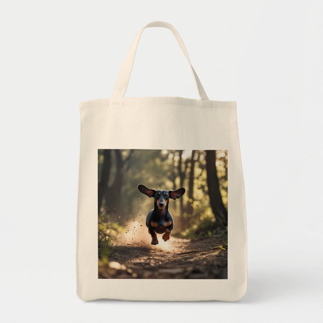 Bolsa Tote Dachshund Elegant Grocery Tote Bag (Frente)