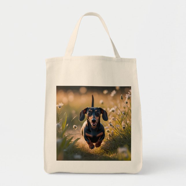 Bolsa Tote Dachshund Elegant Grocery Tote Bag (Frente)