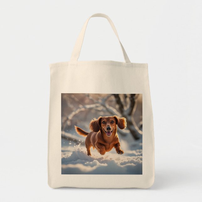 Bolsa Tote Dachshund Elegant Grocery Tote Bag (Frente)