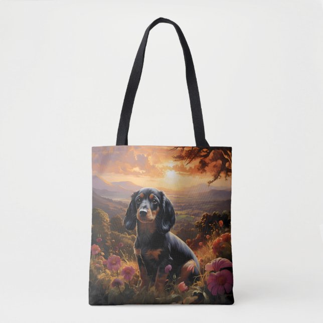 Bolsa Tote Dachshund Em Dusk (Frente)