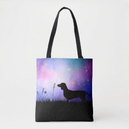 Bolsa Tote Dachshund em Dusk Moonscape Wiener Dog Bonito