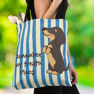 Bolsa Tote Dachshund Engraçado Lembre Meus Petiscos Listras A