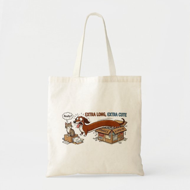 Bolsa Tote Dachshund Extra Longo Extra Fofo (Frente)