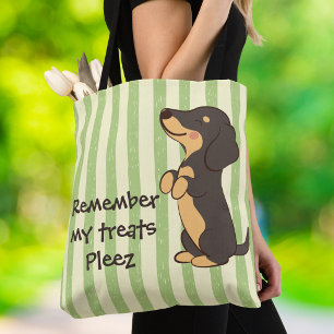 Bolsa Tote Dachshund Guloseimas Tipografia Faixa Verde