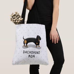 Bolsa Tote Dachshund Mãe (S preto e bronzeado) - Cão bonito
