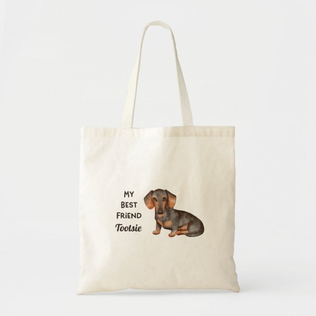 Bolsa Tote Dachshund My Best Friend Custom Name Tote Bag (Frente)