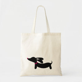 Bolsa Tote Dachshund preto + O rosa acentua a sacola de |