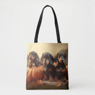 Bolsa Tote Dachshund Puppy Autumn Delight Pumpkin