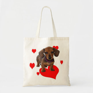 Bolsa Tote DACHSHUND Puppy com Corações