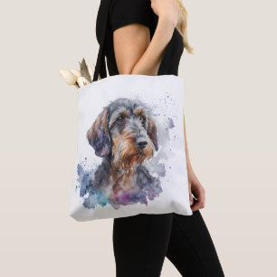 Bolsa Tote Dachshund Puppy Watercolor Design