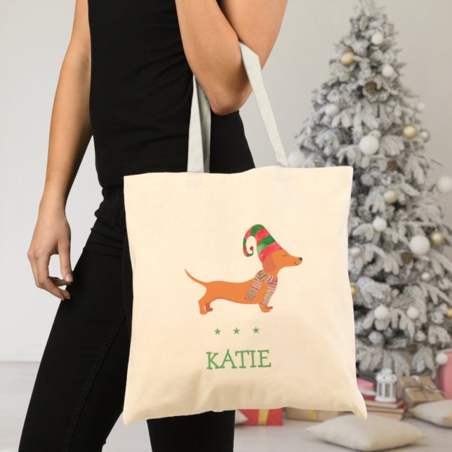 Bolsa Tote Dachshund salsicha presente para o amante do cacho (Dachshund sausage dog lover gift Christmas Tote Bag
)
