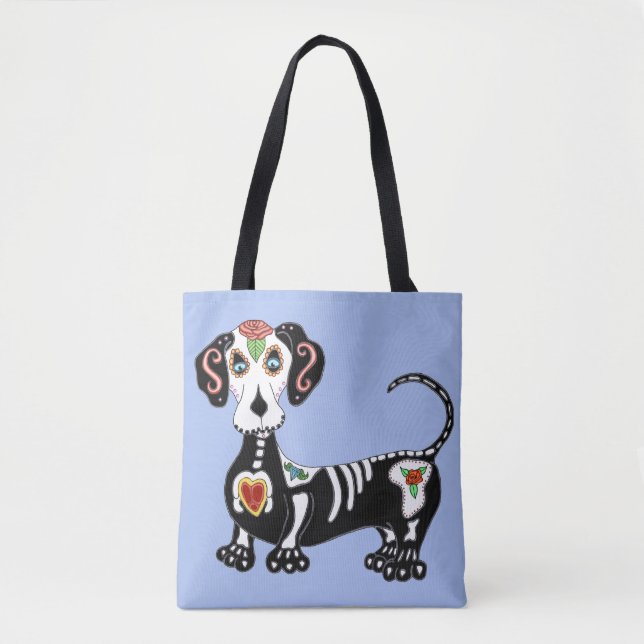 Bolsa Tote Dachshund Sugar Skull (Frente)