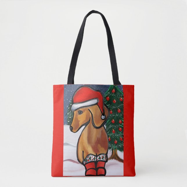 Bolsa Tote Dachshund Vermelho (Frente)