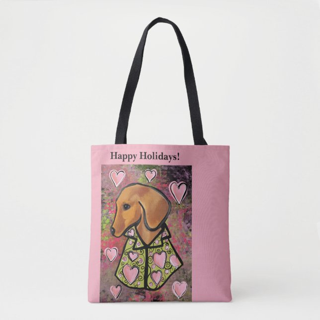 Bolsa Tote Dachshund Vermelho   (Frente)