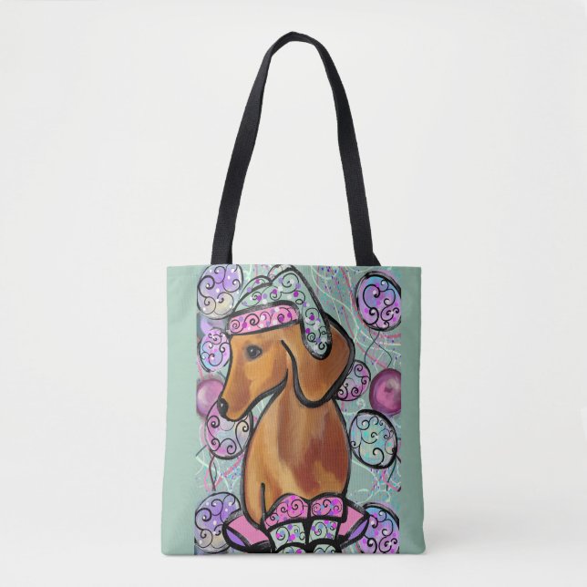 Bolsa Tote Dachshund Vermelho (Frente)