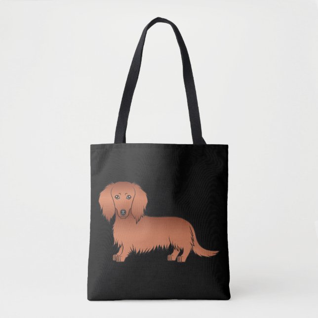 Bolsa Tote Dachshund Vermelho de Cabelo Comprido Cachorro de  (Frente)
