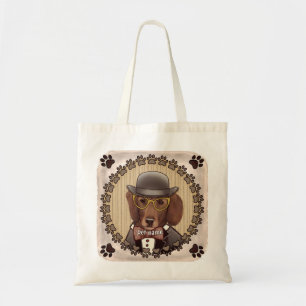 Bolsa Tote Dachshund vestindo óculos Tote Bag