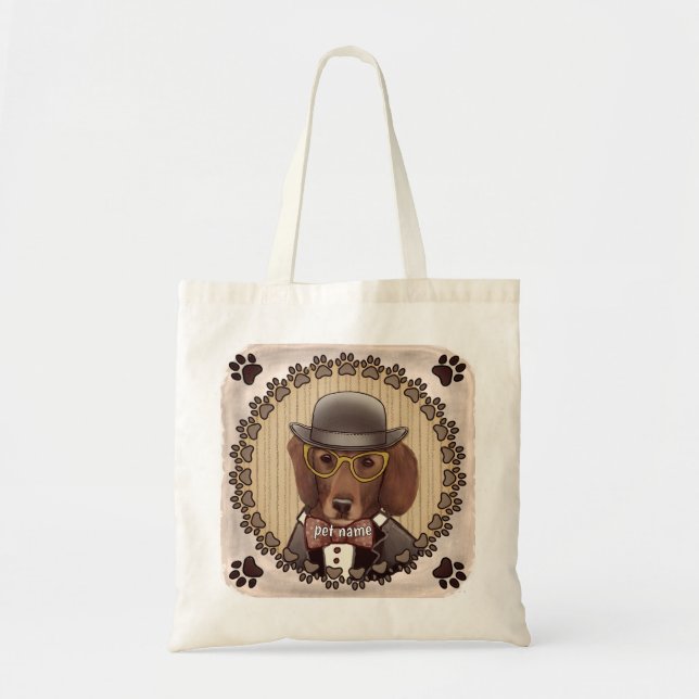 Bolsa Tote Dachshund vestindo óculos Tote Bag (Frente)