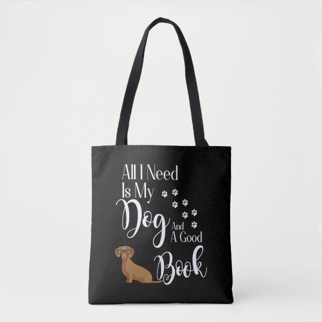 Bolsa Tote Dachshund Wiener Cachorro Doxey Book Reader Love (Frente)