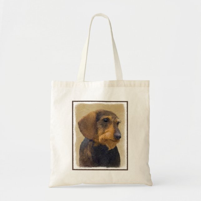 Bolsa Tote Dachshund (Wirehaired) Pintura Original para Cacho (Frente)
