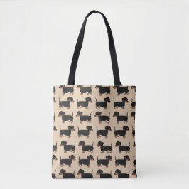 Bolsa Tote Dachshunds pretos de Brown toda sobre - imprima a