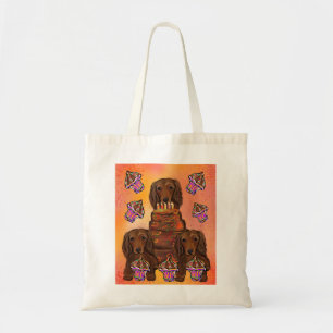 Bolsa Tote Dachshunds Vermelhos de Cabelo Longo