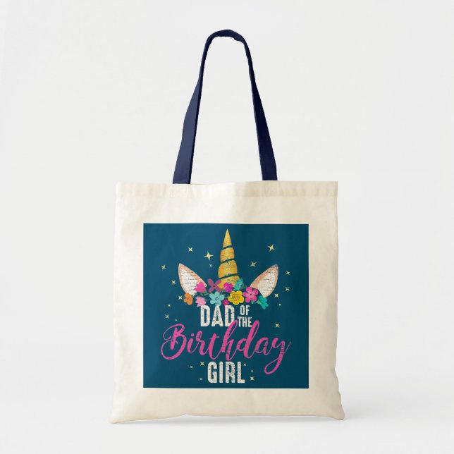 Bolsa Tote Dad Of The Birthday Girl Father Gifts Unicorn (Frente)