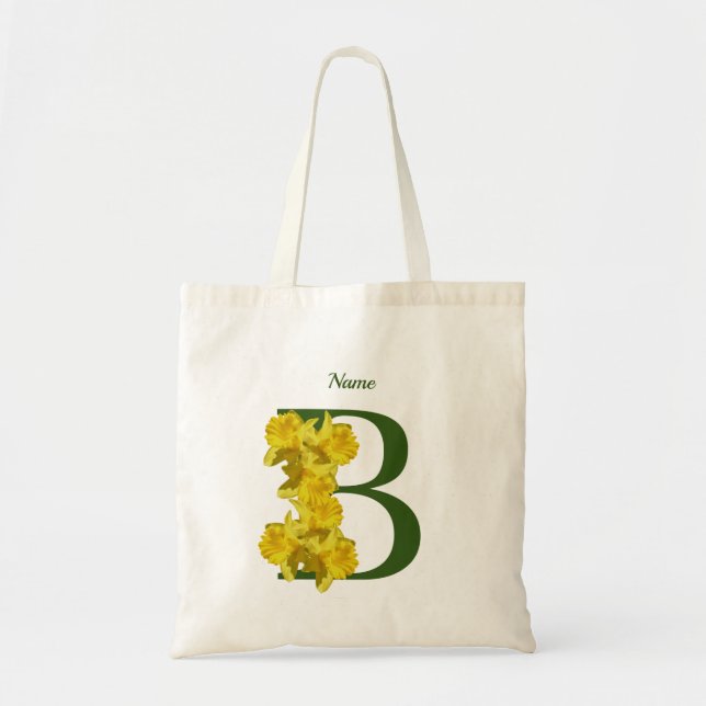Bolsa Tote Daffodil Monograma Inicial B Seu Nome (Frente)