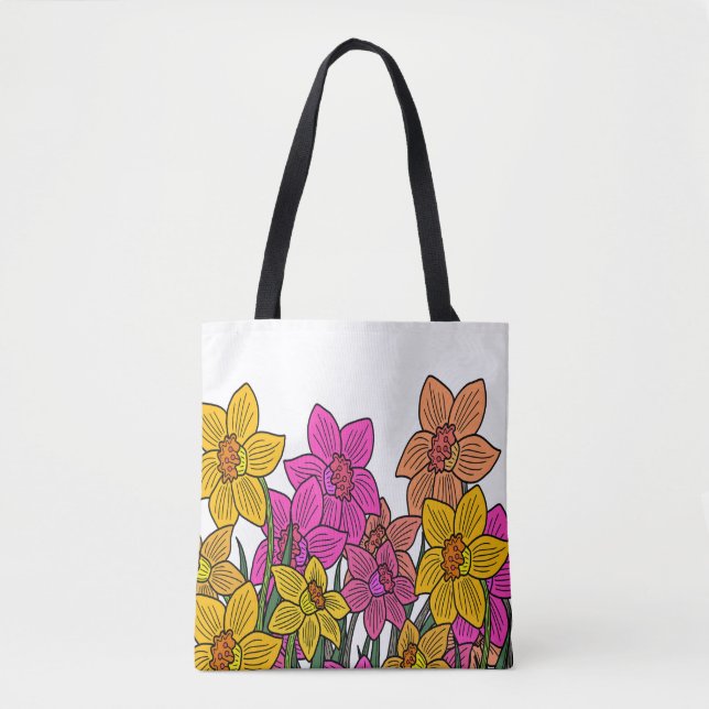 Bolsa Tote Daffodils Coloridos Flores Design (Frente)