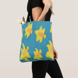 Bolsa Tote Daffodils no Saco de Tota Azul de Fundo