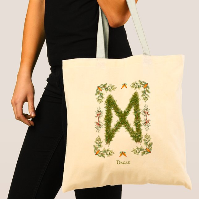 Bolsa Tote Dagaz Rune em Evergreen Branches Personalizados (Criador carregado)