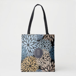 Bolsa Tote Dahlia Blue Dourado Monograma Floral