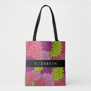 Bolsa Tote Dahlia Flores, Flores Coloridas, Seu Nome