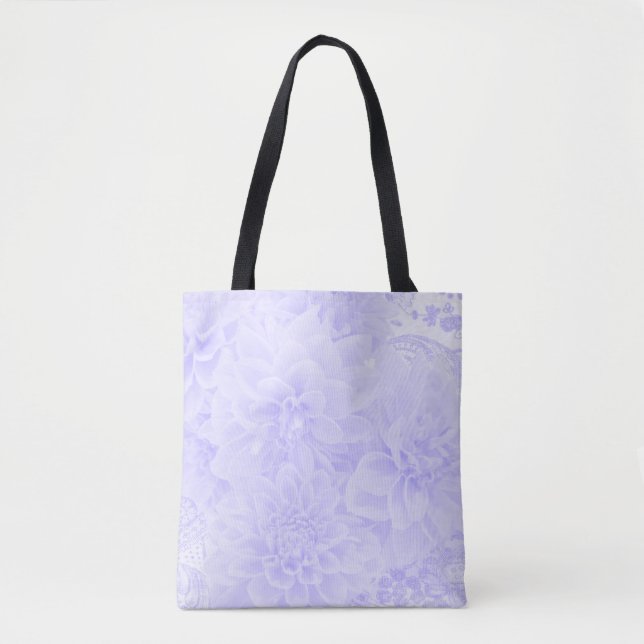 Bolsa Tote Dahlias em azul (Frente)