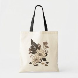 Bolsa Tote Daisies and Leaves - transparente no creme.