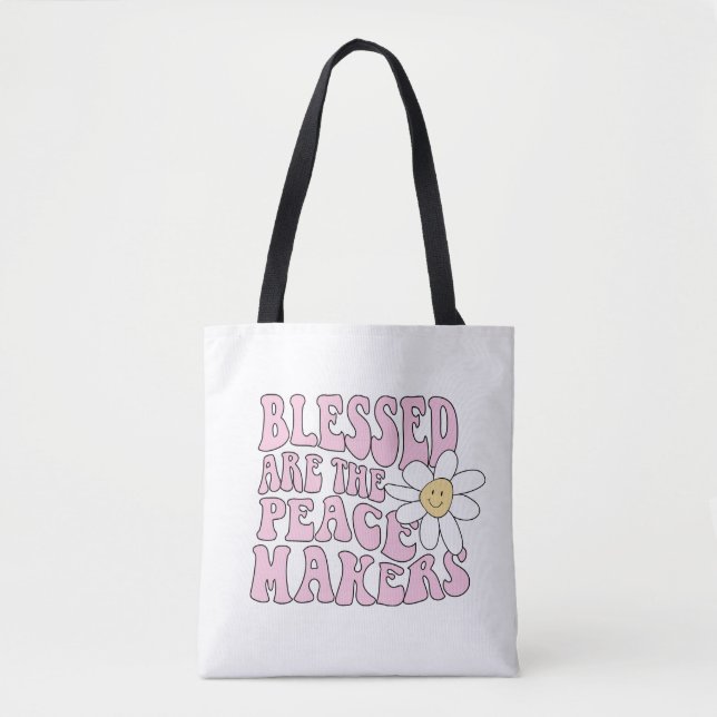 Bolsa Tote Daisy and Peace Makers Slogan (Frente)