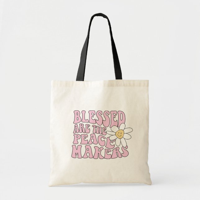 Bolsa Tote Daisy and Peace Makers Slogan (Frente)