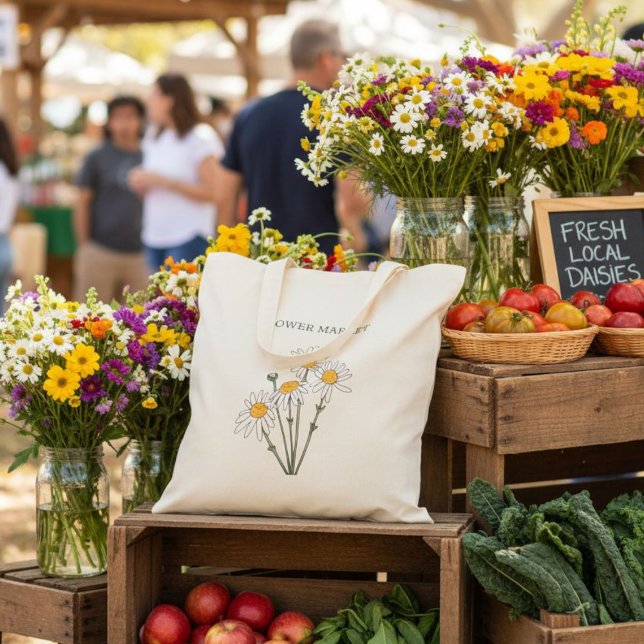Bolsa Tote Daisy Canvas Bag, Teacher Tote Bag (Criador carregado)