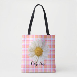 Bolsa Tote Daisy e Custom Name (Nome personalizado) no padrão